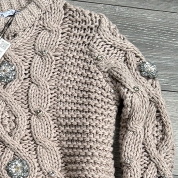 Zara NWT beaded rhinestone knit sweater 3920/188 - Picture 6 of 10